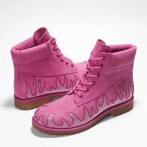 •CAPE ROBBIN• “Zabrina” Rhinestone Flame Lace-up Boots // NIB